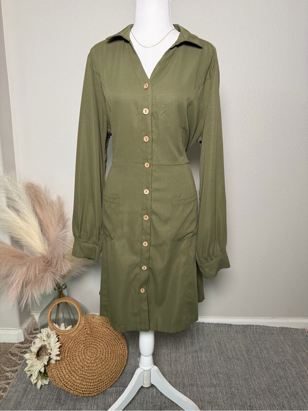 NWT - Olive Button Up Dress - Women